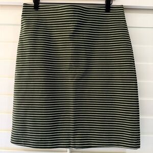 Old Navy Green and White Striped Pencil Skirt